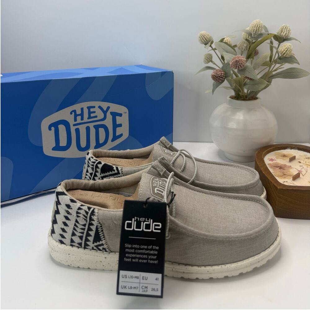 New Hey Dude Wally Funk Jacquard Slip-On Casual Loafers Gray Men's 8 NWB - Picture 3 of 10